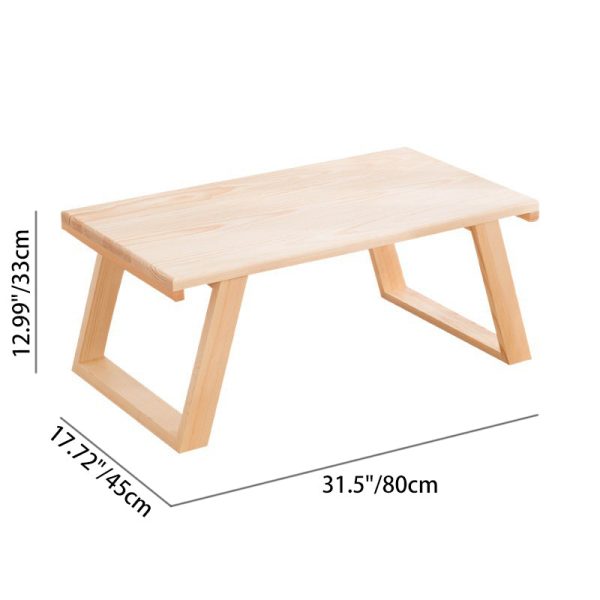 Traditional Japanese Rectangular Wood Coffee Table 1-Tier For Living Room - Image 5