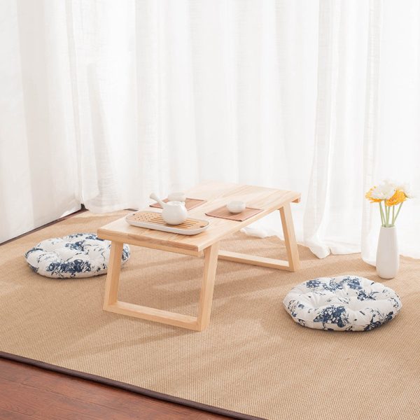 Traditional Japanese Rectangular Wood Coffee Table 1-Tier For Living Room - Image 2