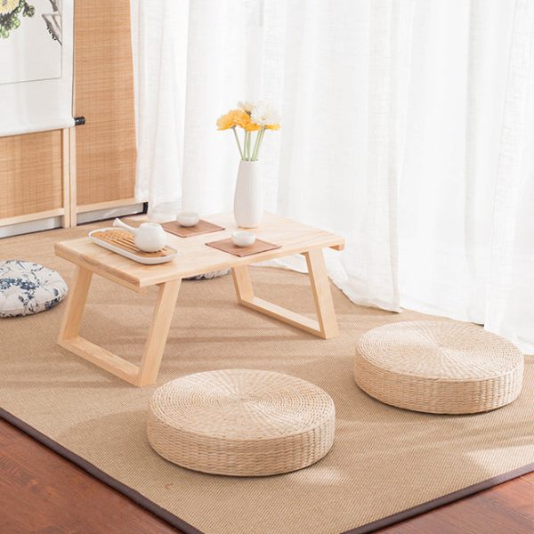 Traditional Japanese Rectangular Wood Coffee Table 1-Tier For Living Room - Image 6