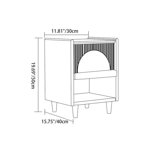 Traditional Japanese Rectangular Wood Glass End Table 1-Drawer For Living Room - Image 4