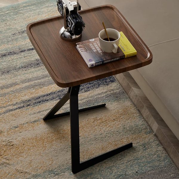 Contemporary Nordic Square Round Wood Iron End Table 1-Tier For Living Room - Image 12