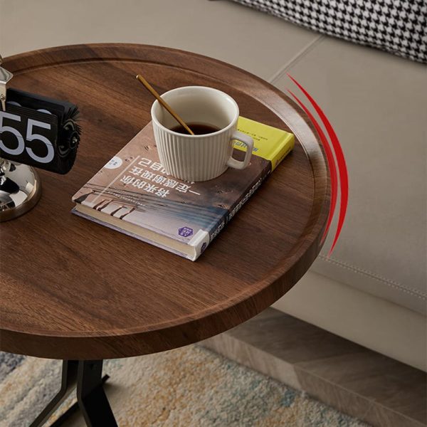 Contemporary Nordic Square Round Wood Iron End Table 1-Tier For Living Room - Image 7