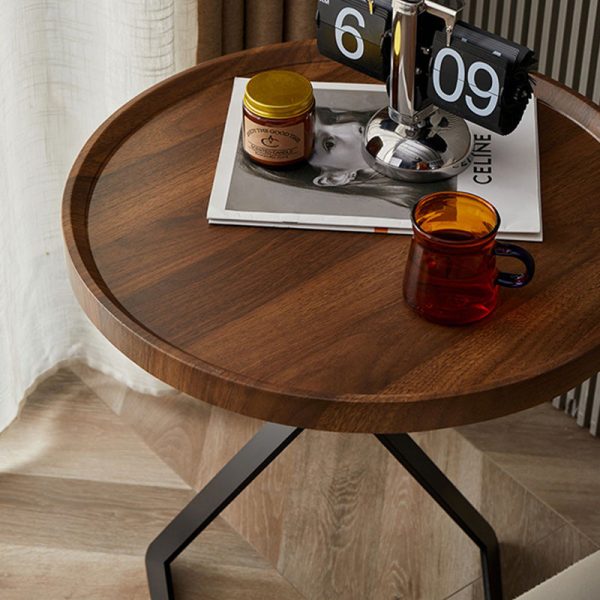 Contemporary Nordic Square Round Wood Iron End Table 1-Tier For Living Room - Image 8