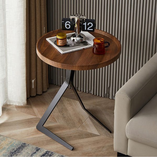 Contemporary Nordic Square Round Wood Iron End Table 1-Tier For Living Room - Image 13