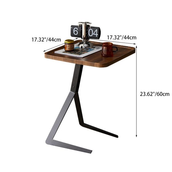 Contemporary Nordic Square Round Wood Iron End Table 1-Tier For Living Room - Image 4