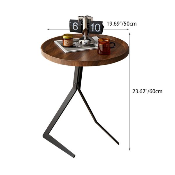 Contemporary Nordic Square Round Wood Iron End Table 1-Tier For Living Room - Image 5