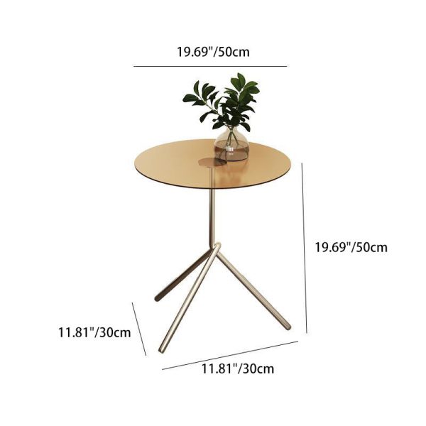 Contemporary Scandinavian Round Iron Acrylic End Table 1-Tier For Living Room - Image 4