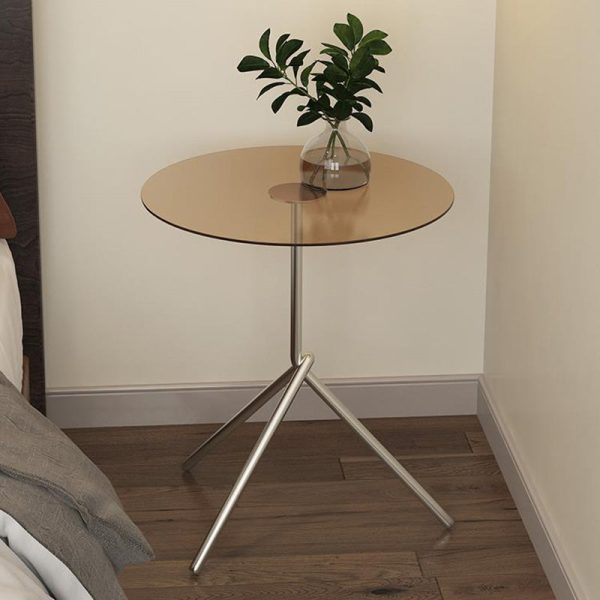 Contemporary Scandinavian Round Iron Acrylic End Table 1-Tier For Living Room - Image 7