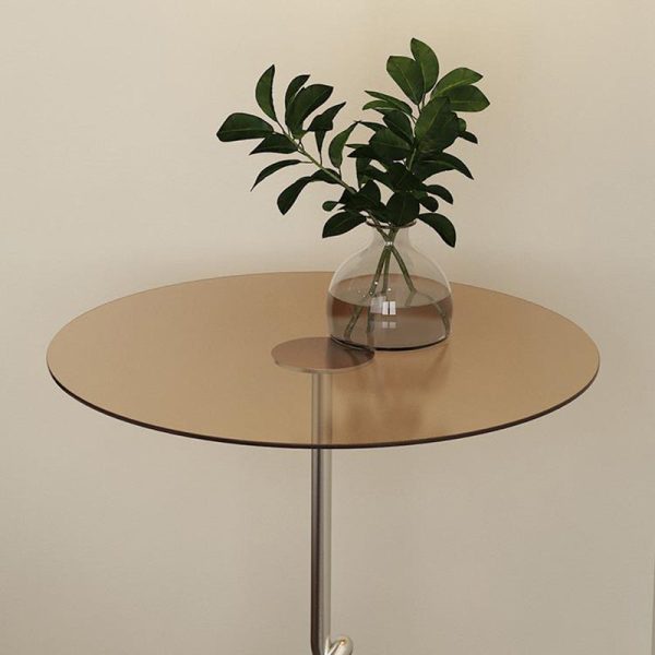 Contemporary Scandinavian Round Iron Acrylic End Table 1-Tier For Living Room - Image 5
