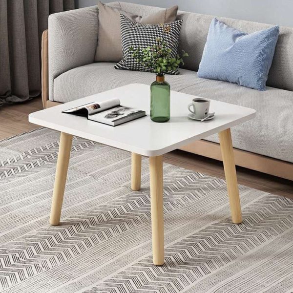 Modern Minimalist Square Particle Board Tabletop Wood End Table 1/2-Tier For Living Room - Image 2