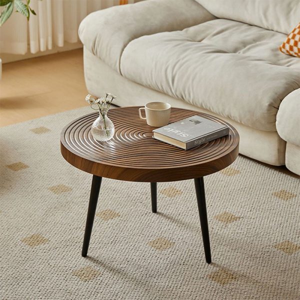 Contemporary Retro Round Density Board Wood Coffee Table 1-Tier For Living Room - Image 17
