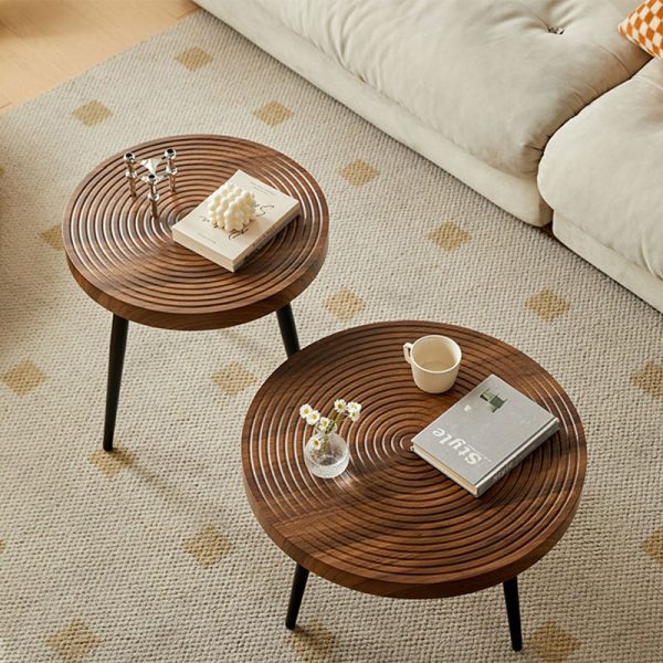 Contemporary Retro Round Density Board Wood Coffee Table 1-Tier For Living Room - Image 22