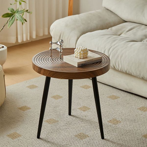 Contemporary Retro Round Density Board Wood Coffee Table 1-Tier For Living Room - Image 19