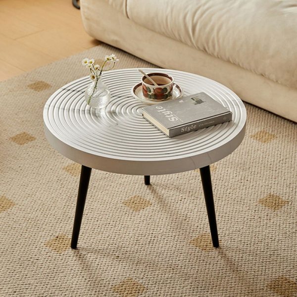 Contemporary Retro Round Density Board Wood Coffee Table 1-Tier For Living Room - Image 18