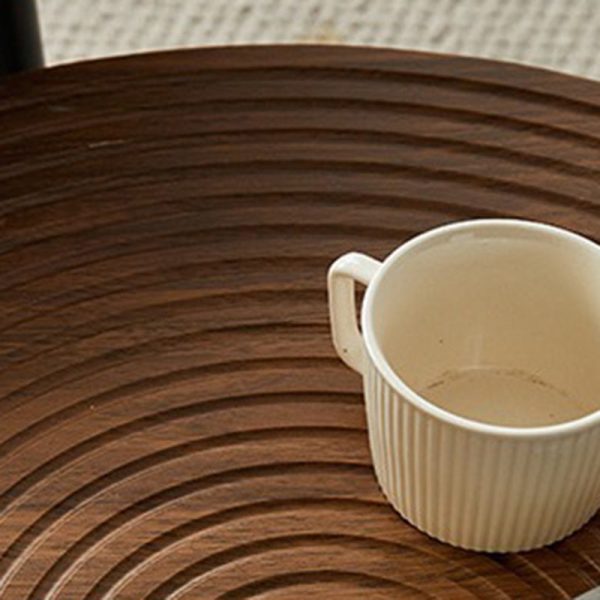 Contemporary Retro Round Density Board Wood Coffee Table 1-Tier For Living Room - Image 11