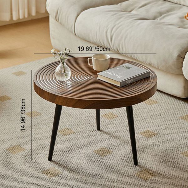 Contemporary Retro Round Density Board Wood Coffee Table 1-Tier For Living Room - Image 4
