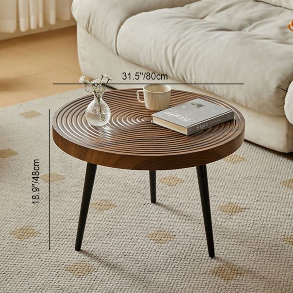 Contemporary Retro Round Density Board Wood Coffee Table 1-Tier For Living Room - Image 9