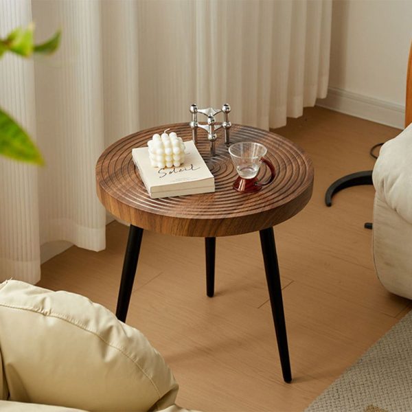 Contemporary Retro Round Density Board Wood Coffee Table 1-Tier For Living Room - Image 16