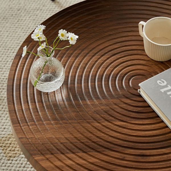 Contemporary Retro Round Density Board Wood Coffee Table 1-Tier For Living Room - Image 12