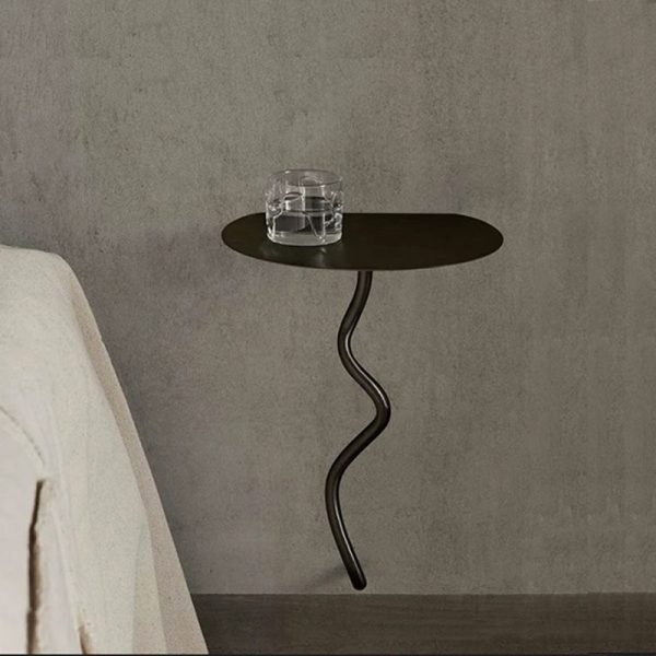 Contemporary Creative Iron Curve Suspended End Table 1-Tier For Bedroom - Image 3
