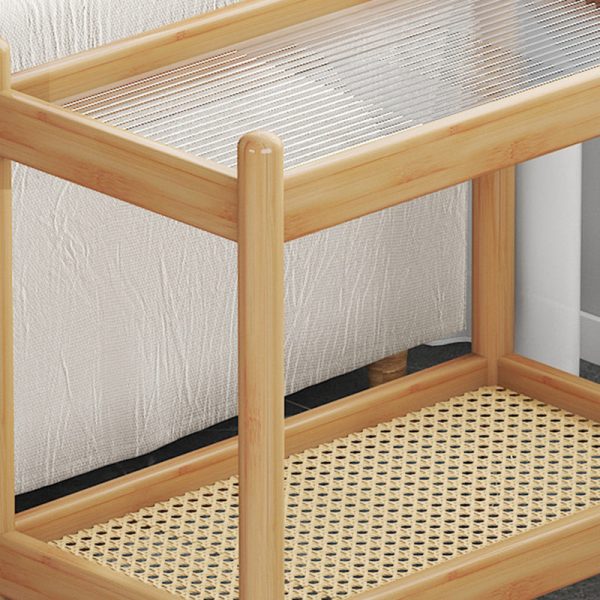 Modern Minimalist Rectangular Tabletop Acrylic Bamboo End Table 2-Tier For Living Room - Image 9