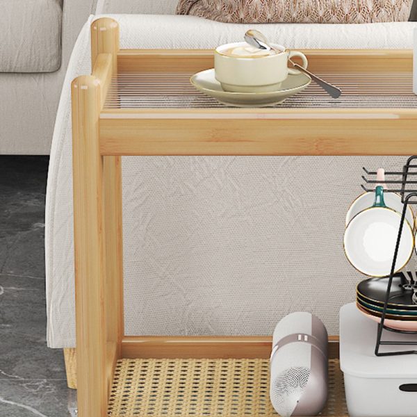 Modern Minimalist Rectangular Tabletop Acrylic Bamboo End Table 2-Tier For Living Room - Image 8
