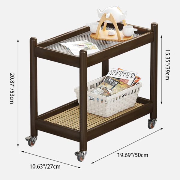 Modern Minimalist Rectangular Tabletop Acrylic Bamboo End Table 2-Tier For Living Room - Image 4