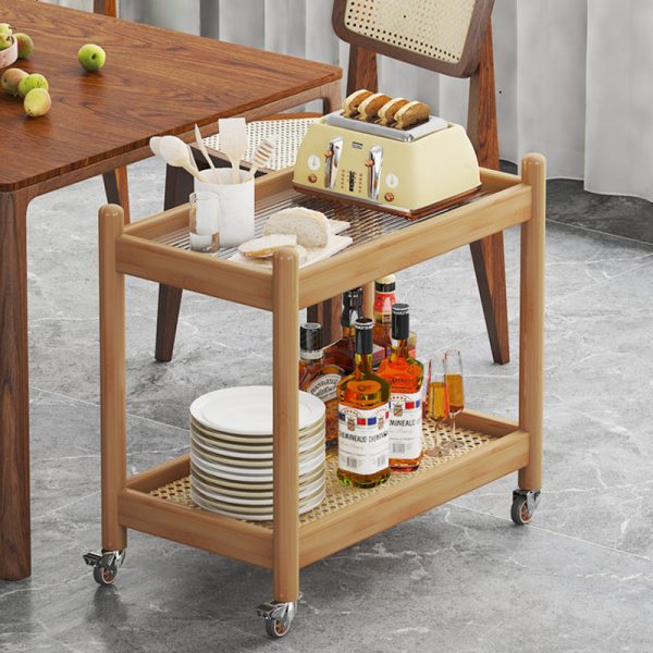 Modern Minimalist Rectangular Tabletop Acrylic Bamboo End Table 2-Tier For Living Room - Image 3