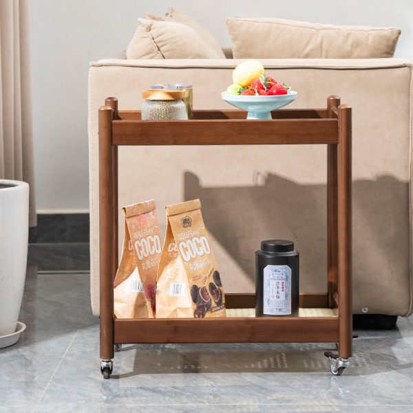 Modern Minimalist Rectangular Tabletop Acrylic Bamboo End Table 2-Tier For Living Room - Image 13
