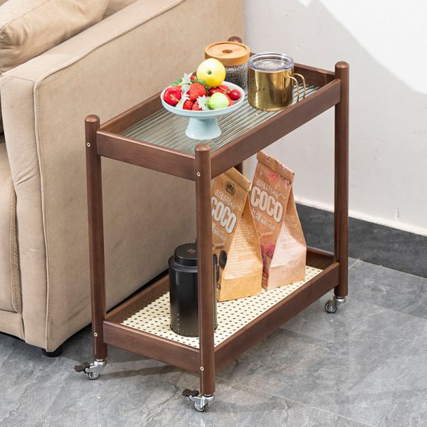 Modern Minimalist Rectangular Tabletop Acrylic Bamboo End Table 2-Tier For Living Room - Image 14