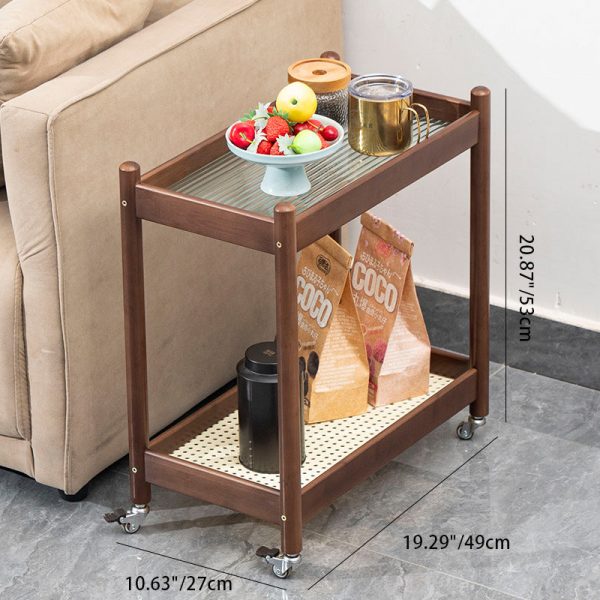 Modern Minimalist Rectangular Tabletop Acrylic Bamboo End Table 2-Tier For Living Room - Image 5