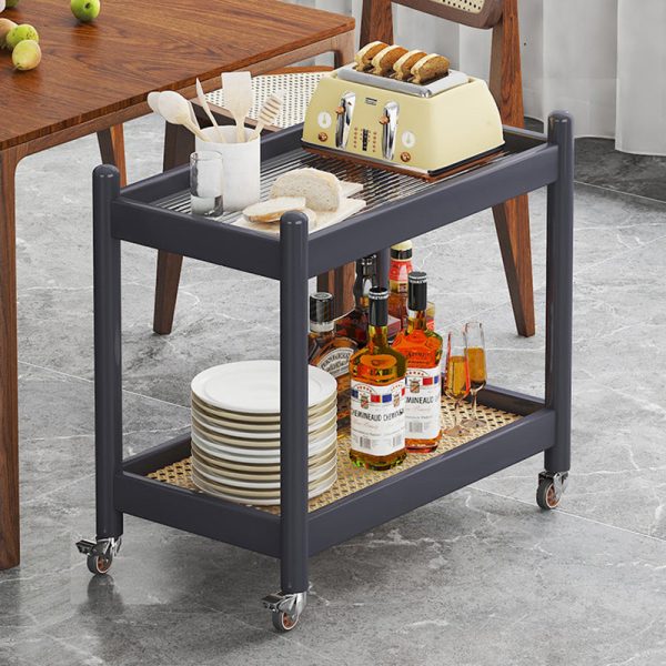 Modern Minimalist Rectangular Tabletop Acrylic Bamboo End Table 2-Tier For Living Room - Image 2