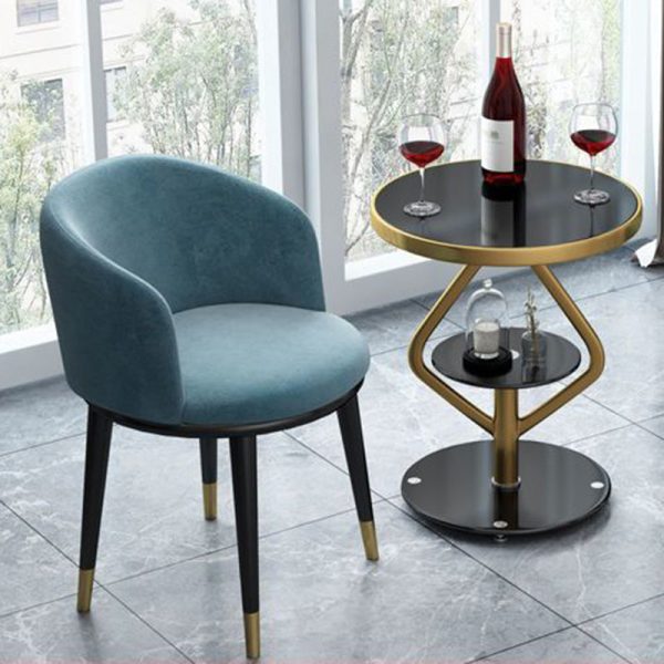 Contemporary Luxury Round Tempered Glass Stainless Steel Coffee Table 1-Tier For Living Room - Image 19