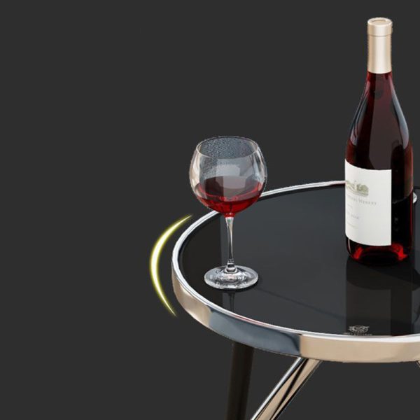 Contemporary Luxury Round Tempered Glass Stainless Steel Coffee Table 1-Tier For Living Room - Image 7