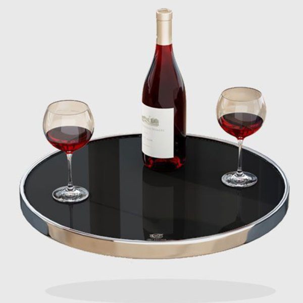 Contemporary Luxury Round Tempered Glass Stainless Steel Coffee Table 1-Tier For Living Room - Image 9