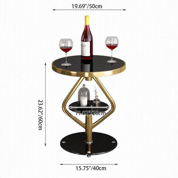 Contemporary Luxury Round Tempered Glass Stainless Steel Coffee Table 1-Tier For Living Room - Image 5