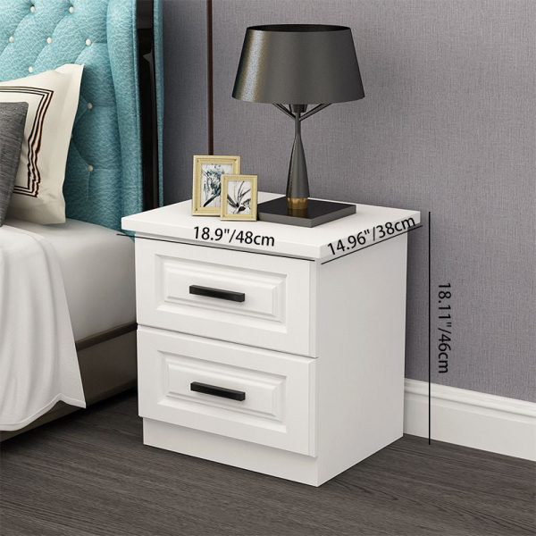 Modern Simplicity Rectangular Board Nightstand 2-Drawer For Bedroom - Image 4