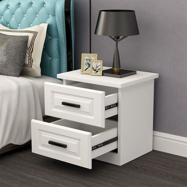 Modern Simplicity Rectangular Board Nightstand 2-Drawer For Bedroom - Image 8