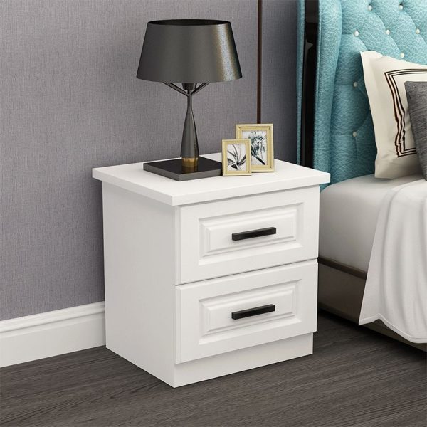 Modern Simplicity Rectangular Board Nightstand 2-Drawer For Bedroom - Image 2