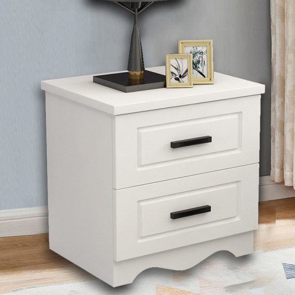 Modern Simplicity Rectangular Board Nightstand 2-Drawer For Bedroom - Image 10
