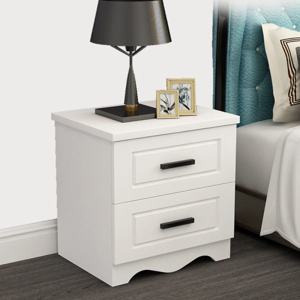 Modern Simplicity Rectangular Board Nightstand 2-Drawer For Bedroom - Image 3