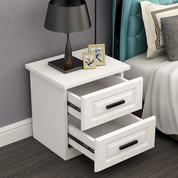 Modern Simplicity Rectangular Board Nightstand 2-Drawer For Bedroom - Image 9