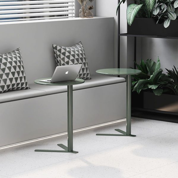 Modern Minimalist V-Shaped Top Round Iron End Table For Living Room - Image 13