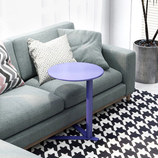 Modern Minimalist V-Shaped Top Round Iron End Table For Living Room - Image 2