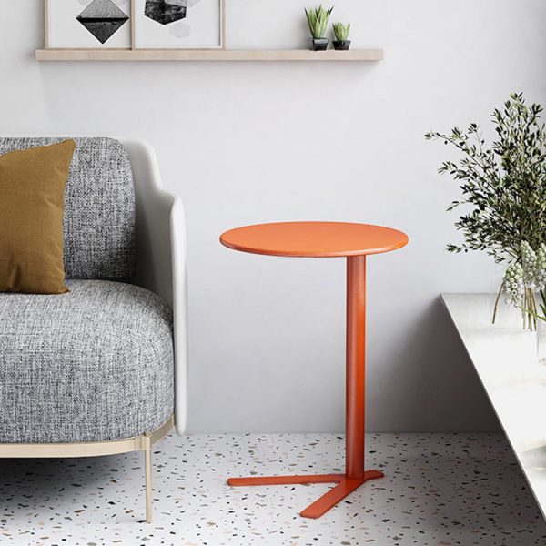 Modern Minimalist V-Shaped Top Round Iron End Table For Living Room - Image 8
