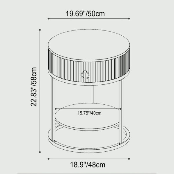 Contemporary Luxury Round Vertical Grain Rock Slab Iron End Table 1/2-Tier For Living Room - Image 4
