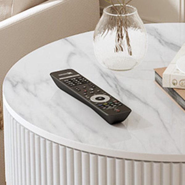 Contemporary Luxury Round Vertical Grain Rock Slab Iron End Table 1/2-Tier For Living Room - Image 6