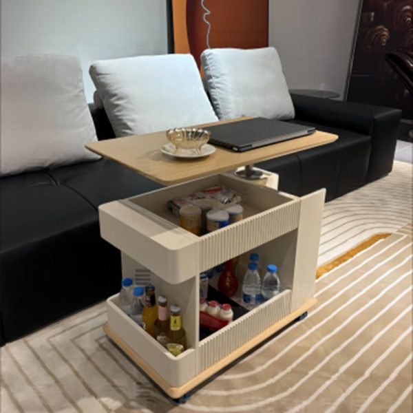 Modern Minimalist Rectangular Solid Wood Board Removable Coffee Table 2-Storage For Living Room - Image 8