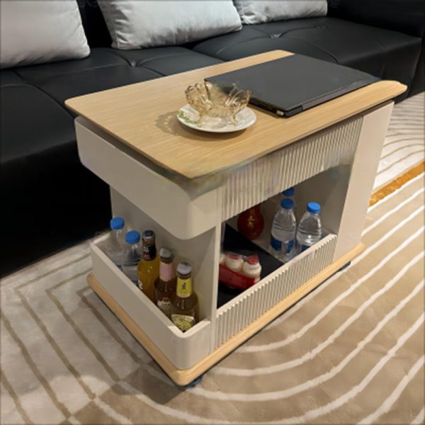 Modern Minimalist Rectangular Solid Wood Board Removable Coffee Table 2-Storage For Living Room - Image 13