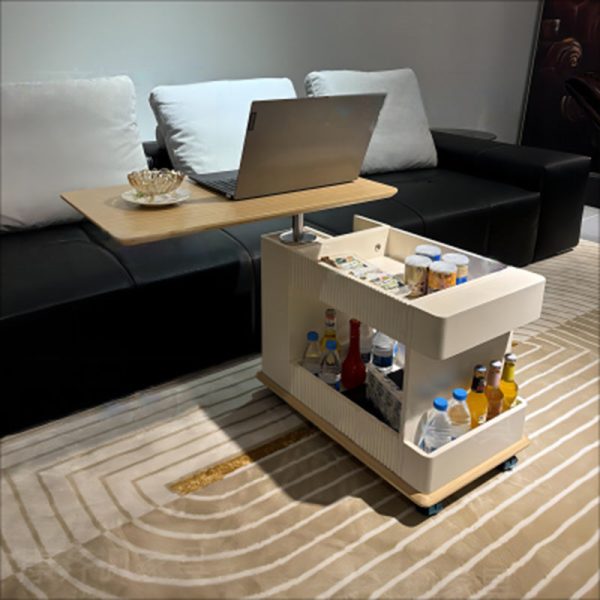 Modern Minimalist Rectangular Solid Wood Board Removable Coffee Table 2-Storage For Living Room - Image 14